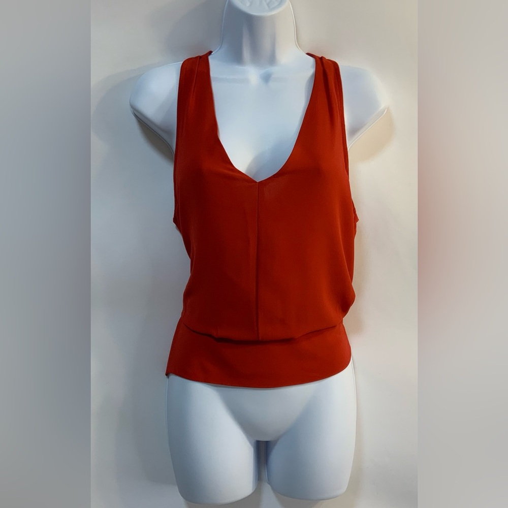 Anna Grace Women’s Red-Orange Sleeveless Top